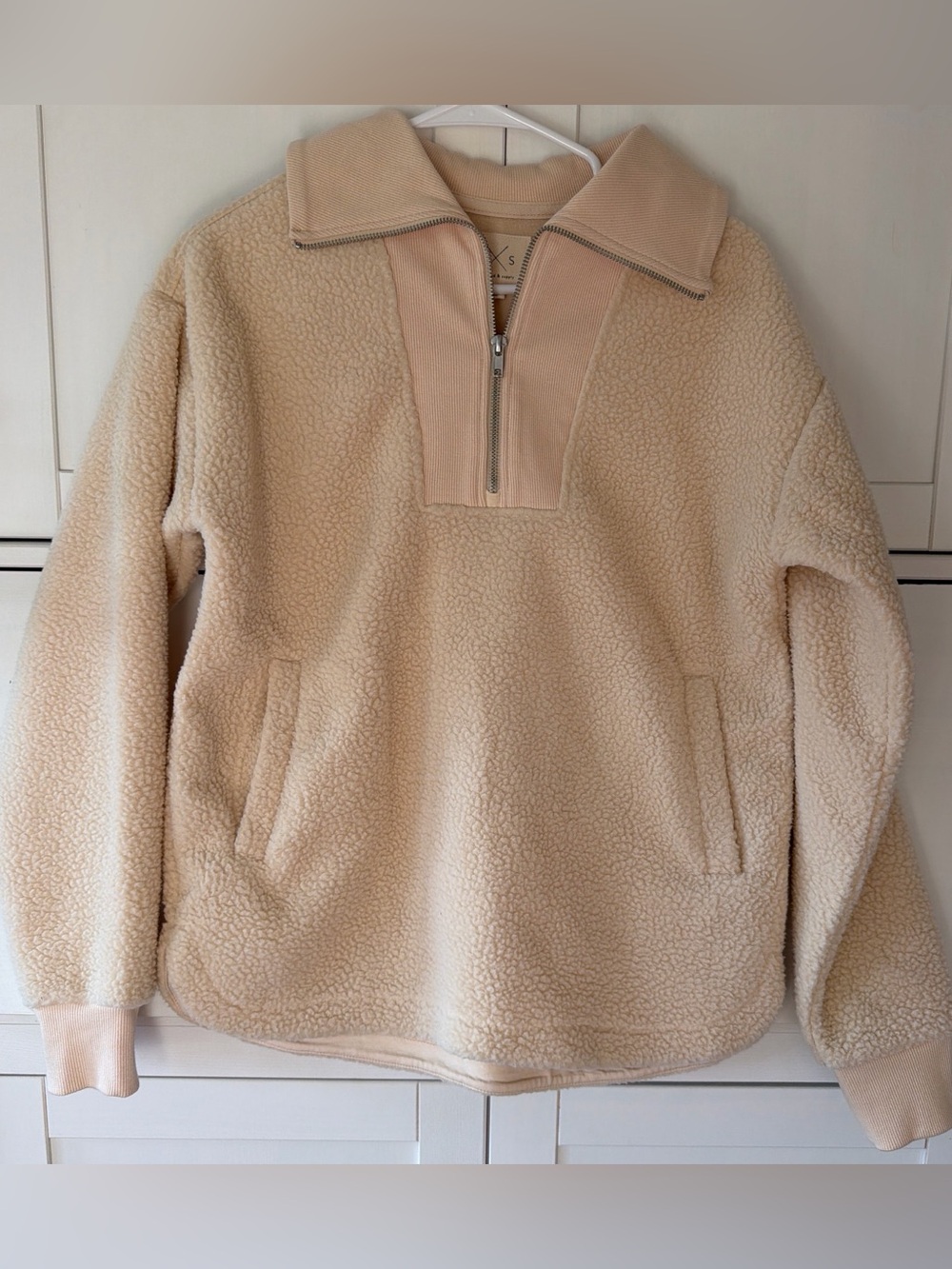 Dry Goods Cream Sherpa Half-Zip Pullover